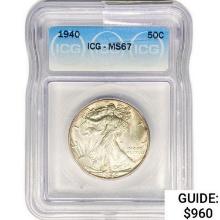 1940 Walking Liberty Half Dollar ICG MS67