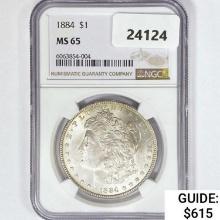 1884 Morgan Silver Dollar NGC MS65