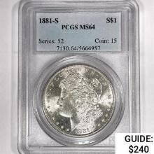 1881-S Morgan Silver Dollar PCGS MS64