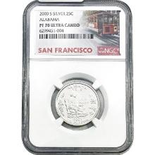 2003-S Alabama Silver Quarter NGC PF70 ULTRA CAMEO