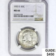 1953-S Franklin Half Dollar NGC MS66