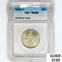 2000-P S.C. Quarter ICG MS65 PartiaL Collar