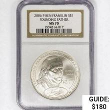 2006 P Franklin Silver Dollar NGC MS70