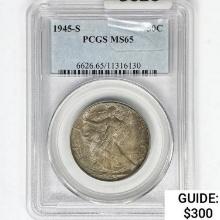 1945-S Walking Liberty Half Dollar PCGS MS65