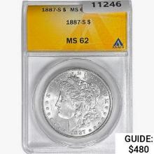 1887-S Morgan Silver Dollar ANACS MS62