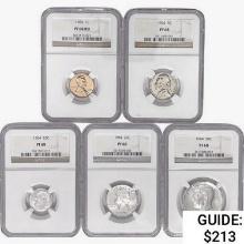 1964 Proof Set of 5 1C, 5C, 10C, 25C, 50C NGC PF68