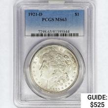 1921-D Morgan Silver Dollar PCGS MS63