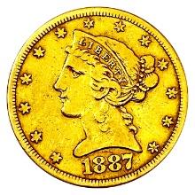 1887-S $5 Gold Half Eagle