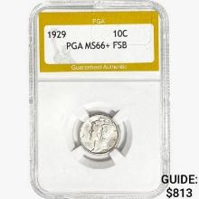 1929 Mercury Silver Dime PGA MS66+ FSB