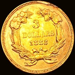 1882 $3 Gold Piece CHOICE AU