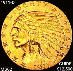 1911-D $5 Gold Half Eagle UNCIRCULATED