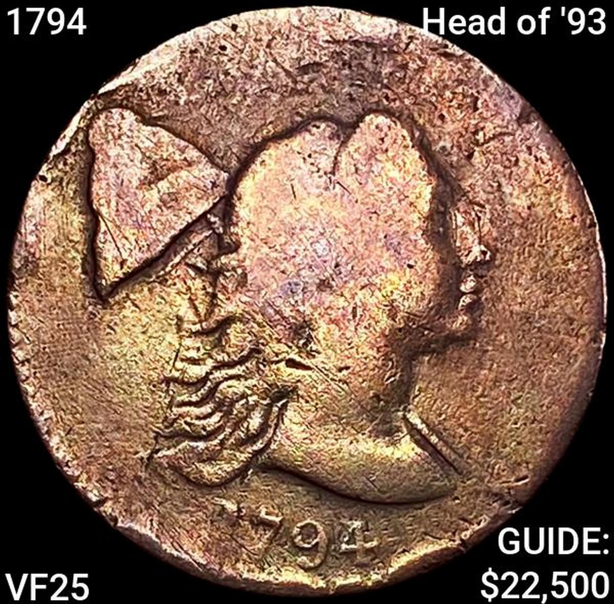 1794 Head of '93 Liberty Cap Cent LIGHTLY CIRCULAT