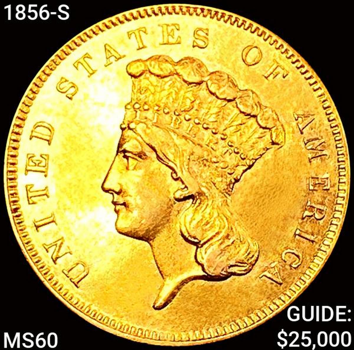 1856-S $3 Gold Piece UNCIRCULATED