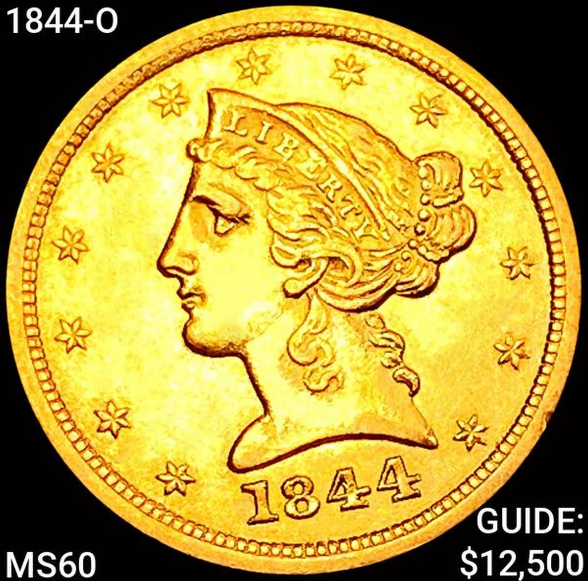 1844-O $5 Gold Half Eagle UNCIRCULATED