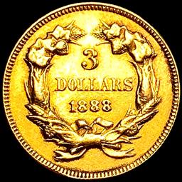 1888 $3 Gold Piece CHOICE AU