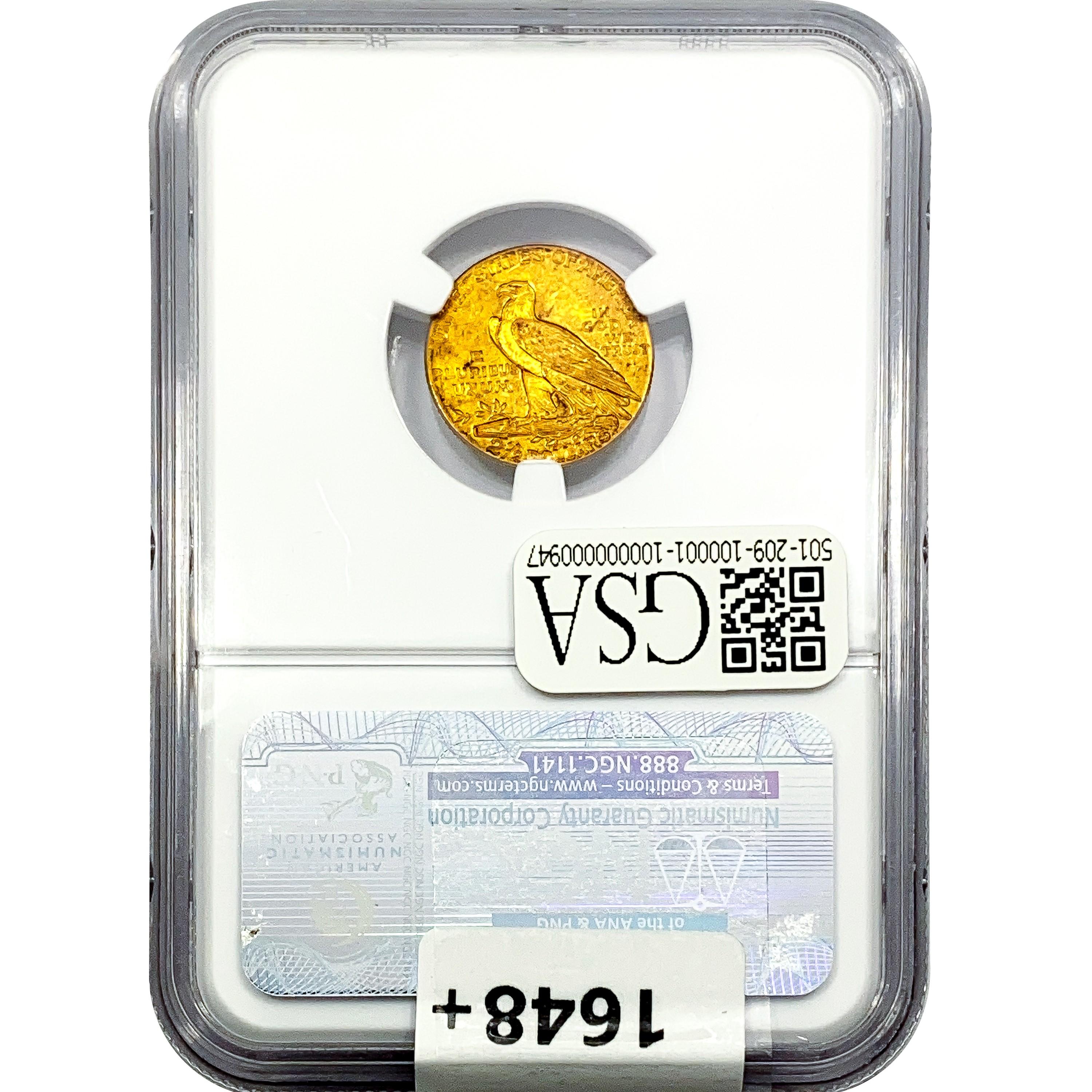 1913 $2.50 Gold Quarter Eagle NGC MS62