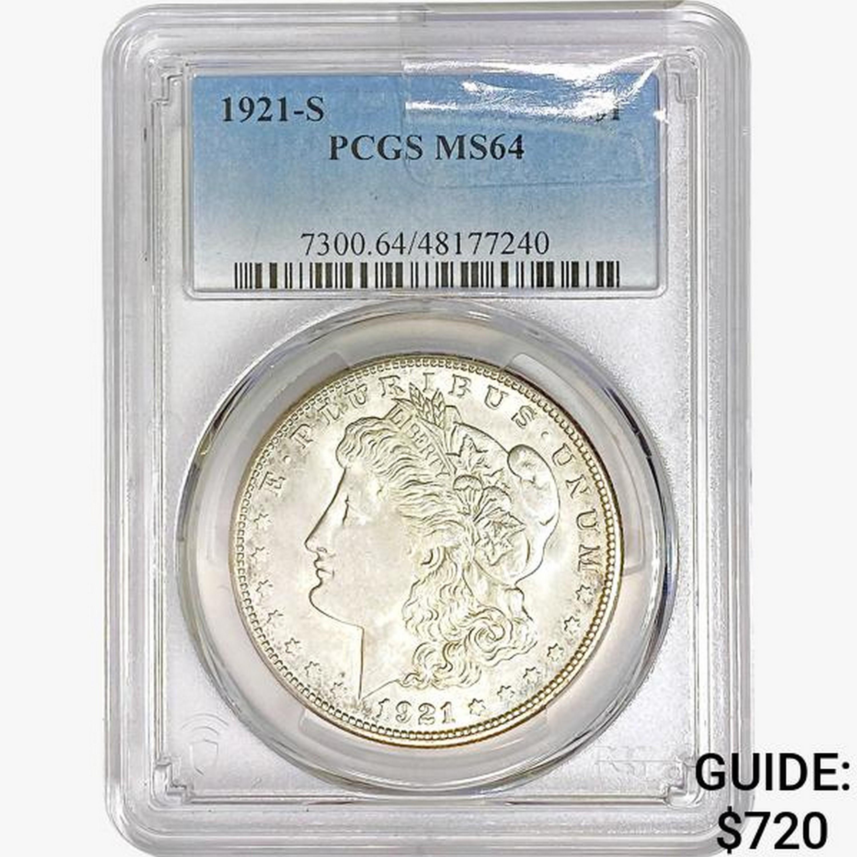 1921-S Morgan Silver Dollar PCGS MS64