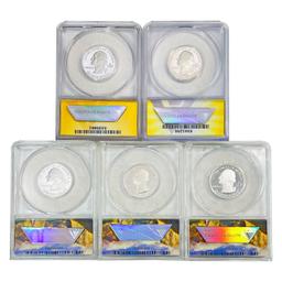 2009-2017 US State Commem Quarters [5 Coins] ANACS