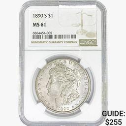 1890-S Morgan Silver Dollar NGC MS61