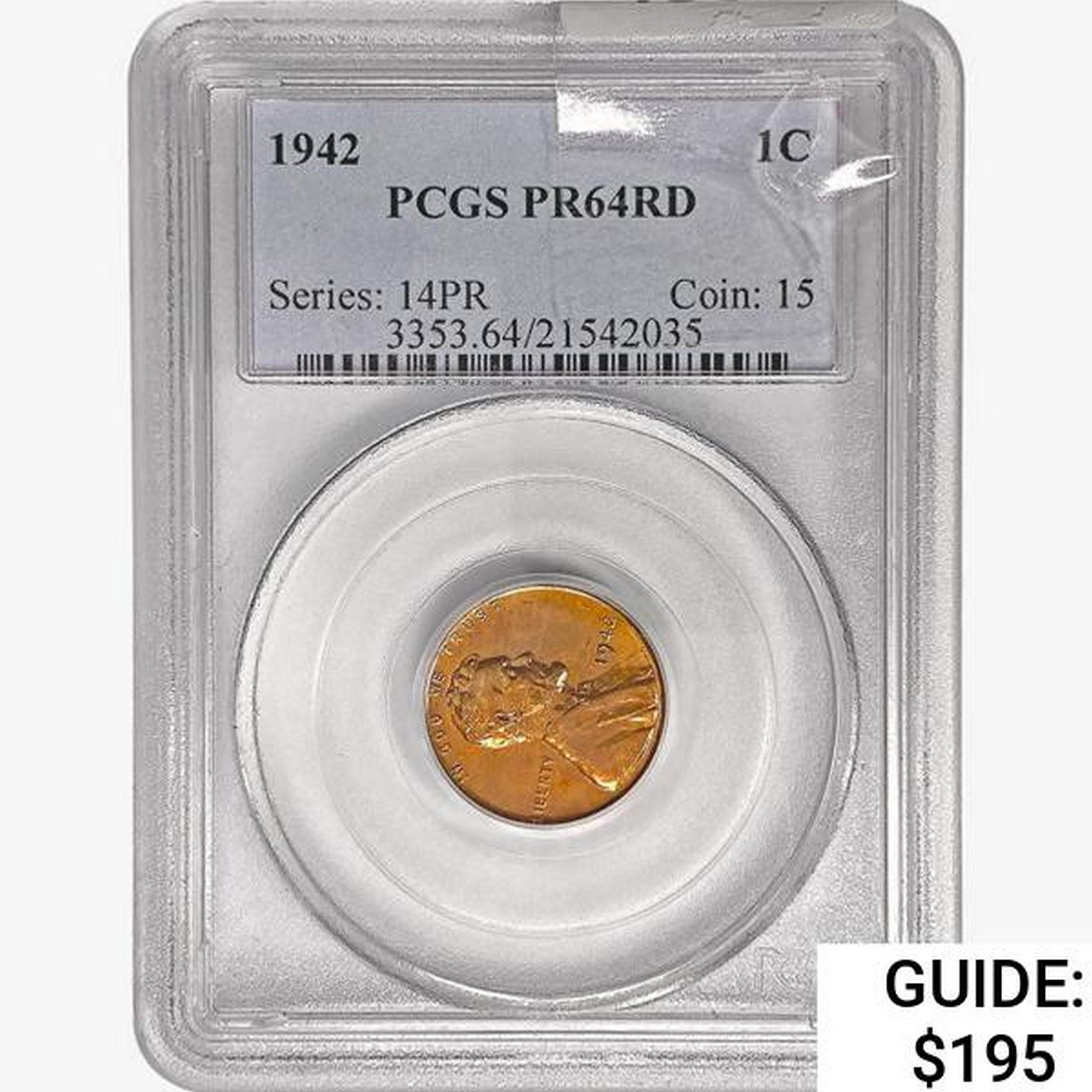 1942 Wheat Cent PCGS PR64 RD