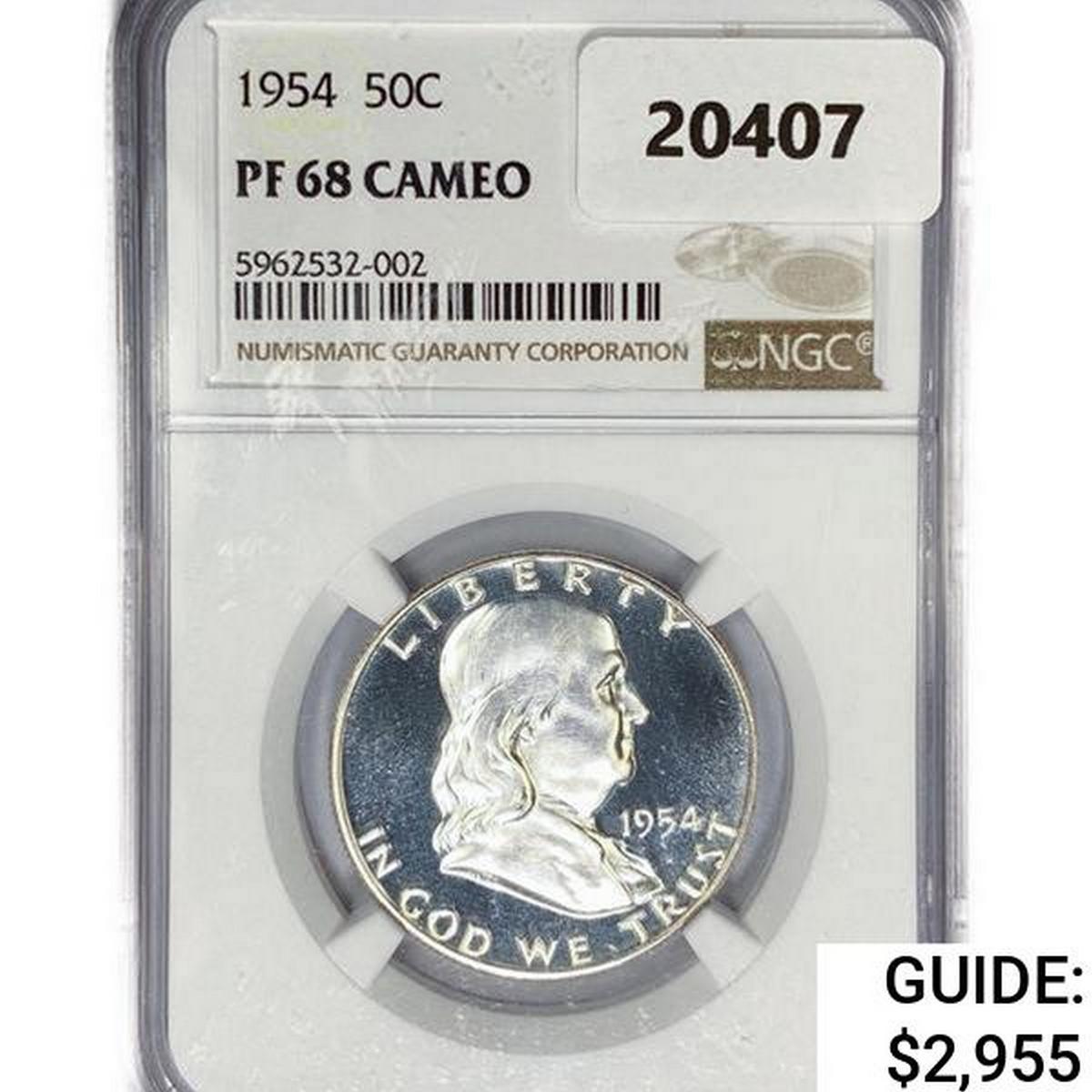 1954 Franklin Half Dollar NG PF68 CAMEO