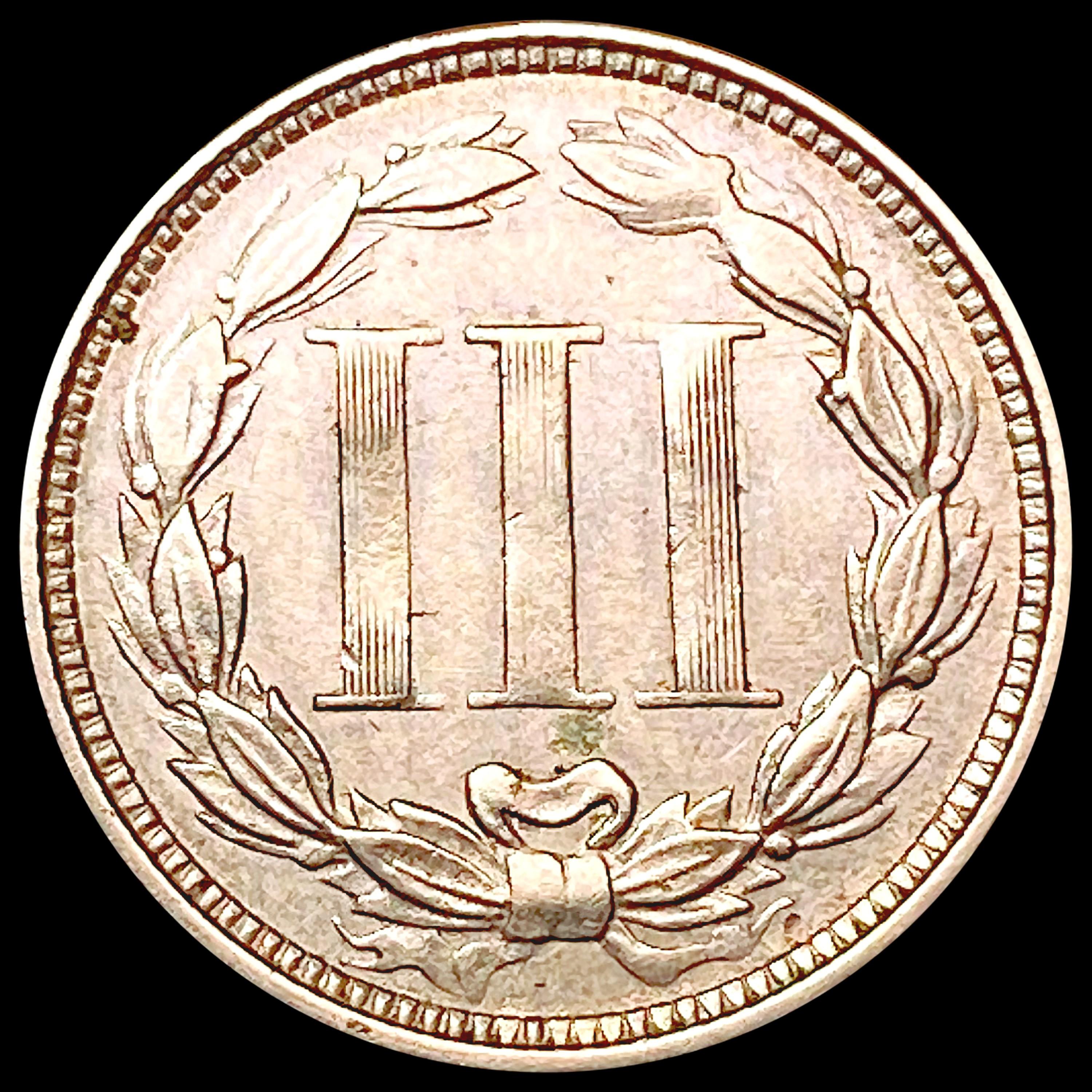 1866 Nickel Three Cent CHOICE AU