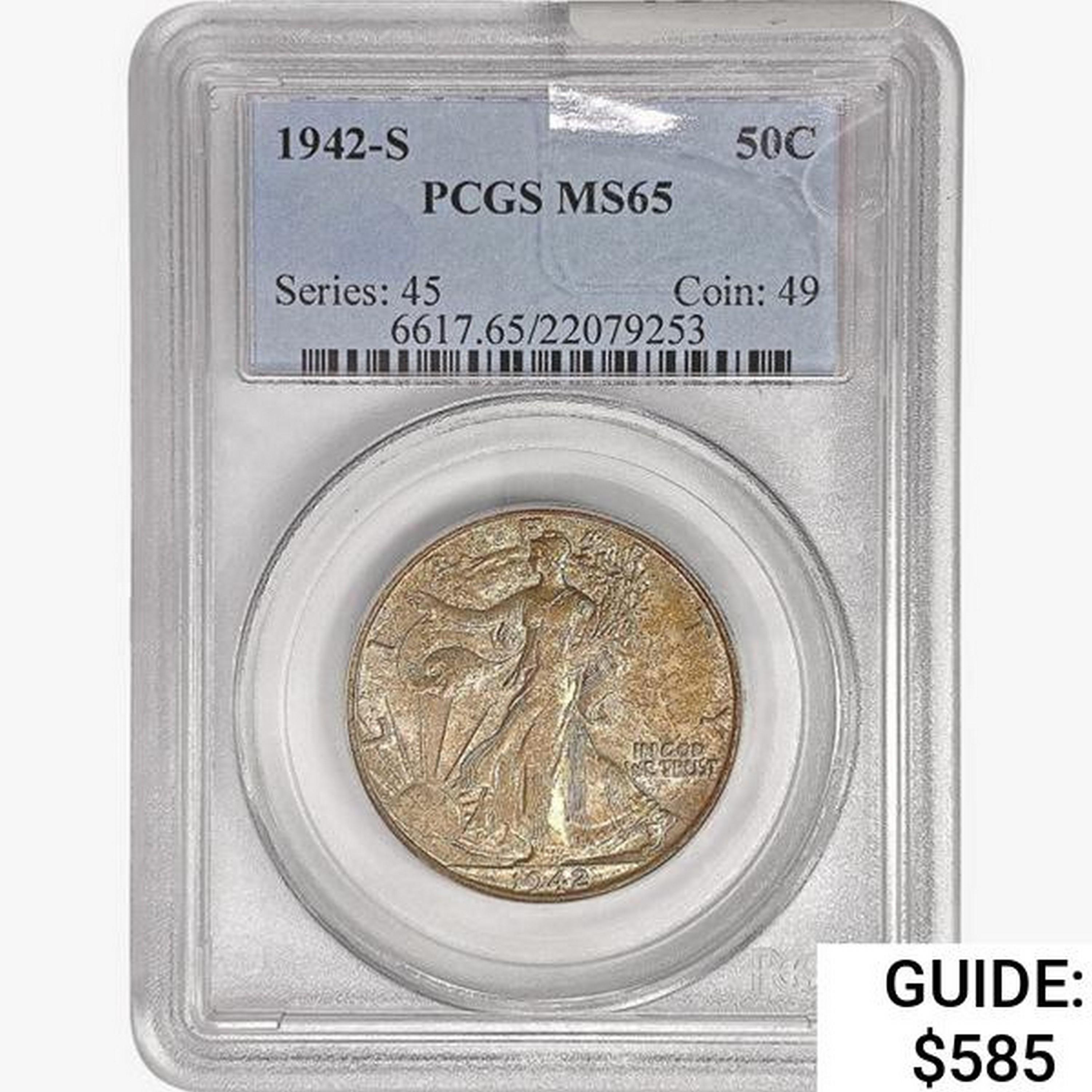 1942-S Walking Liberty Half Dollar PCGS MS65