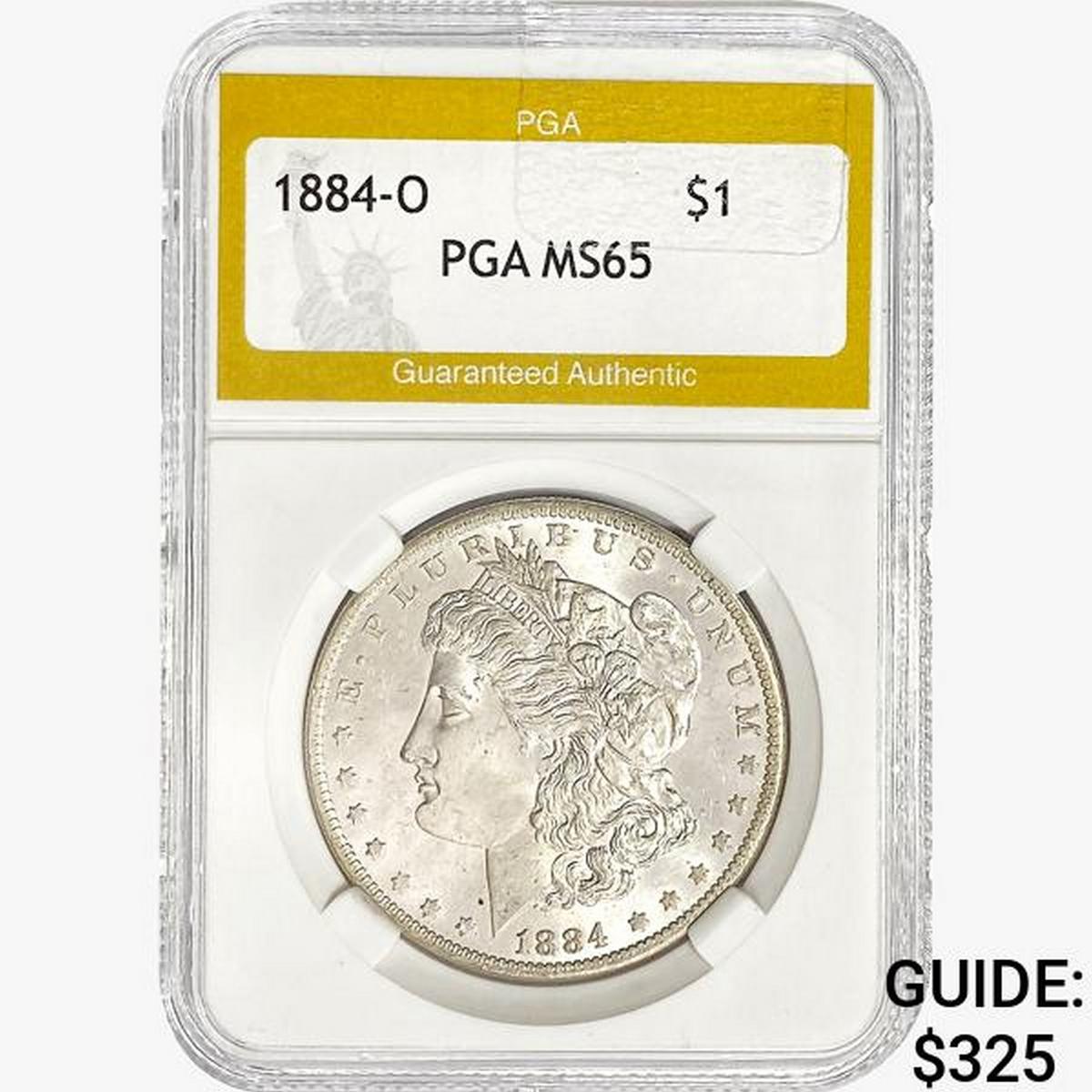 1884-O Morgan Silver Dollar PGA MS65