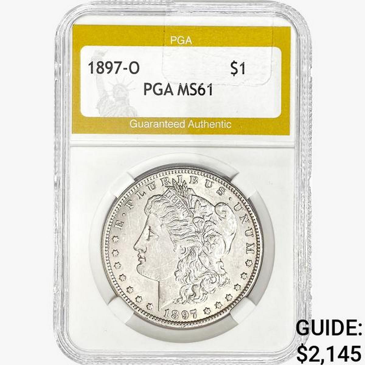 1897-O Morgan Silver Dollar PGA MS61