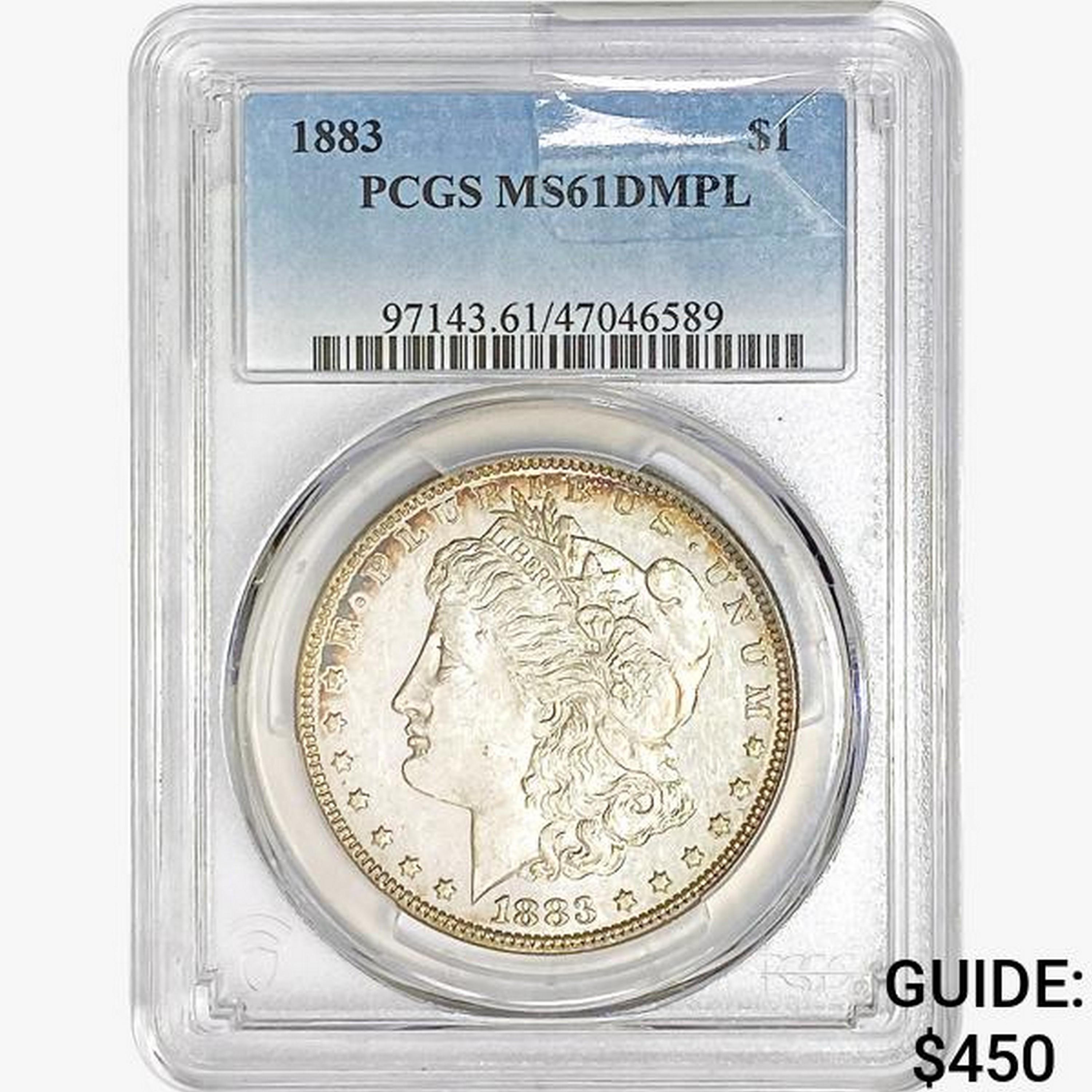 1883 Morgan Silver Dollar PCGS MS61 DMPL