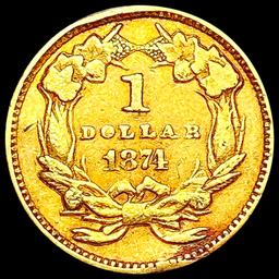 1874 Rare Gold Dollar NEARLY UNCIRCULATED
