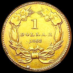 1862 Rare Gold Dollar NEARLY UNCIRCULATED