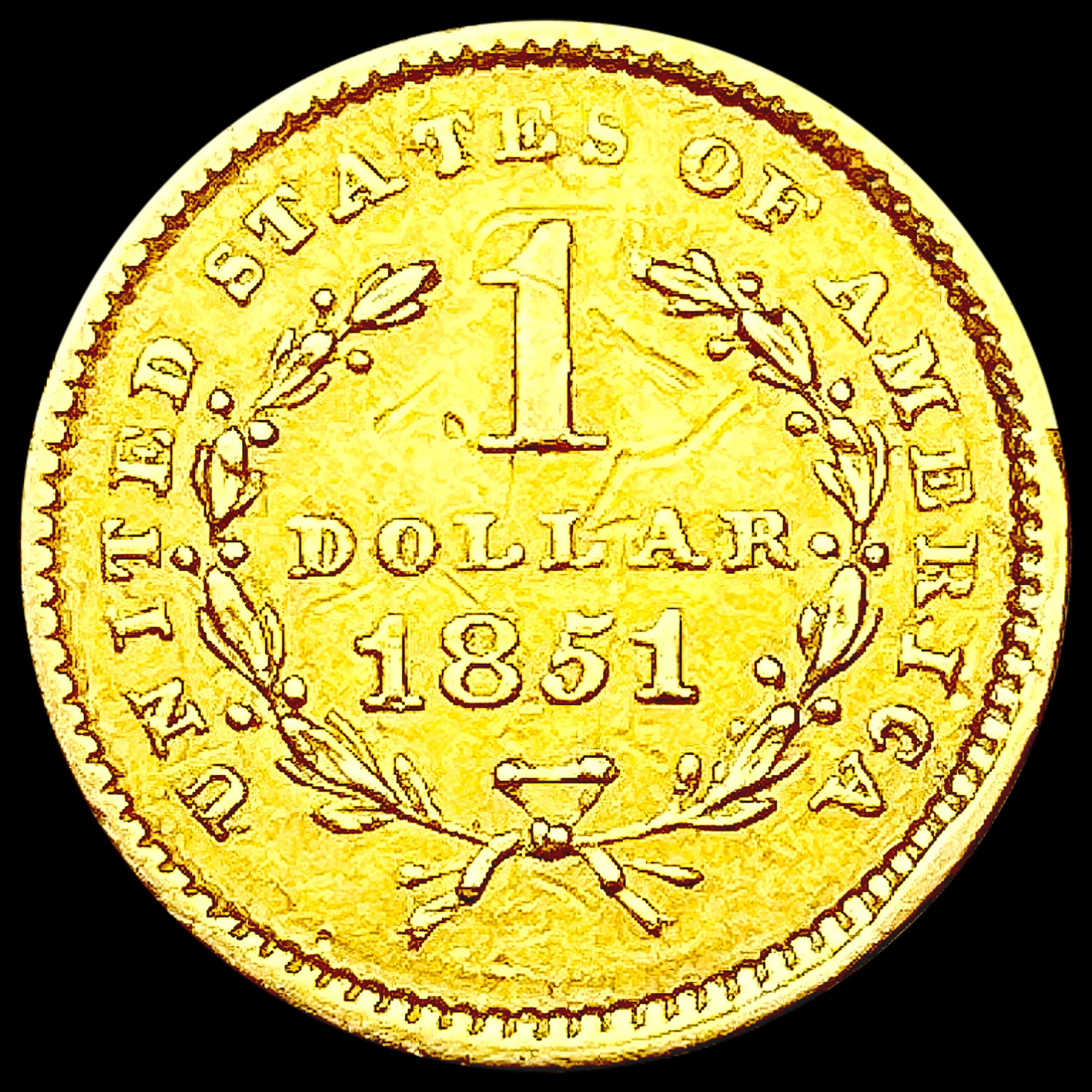 1851 Rare Gold Dollar CHOICE AU