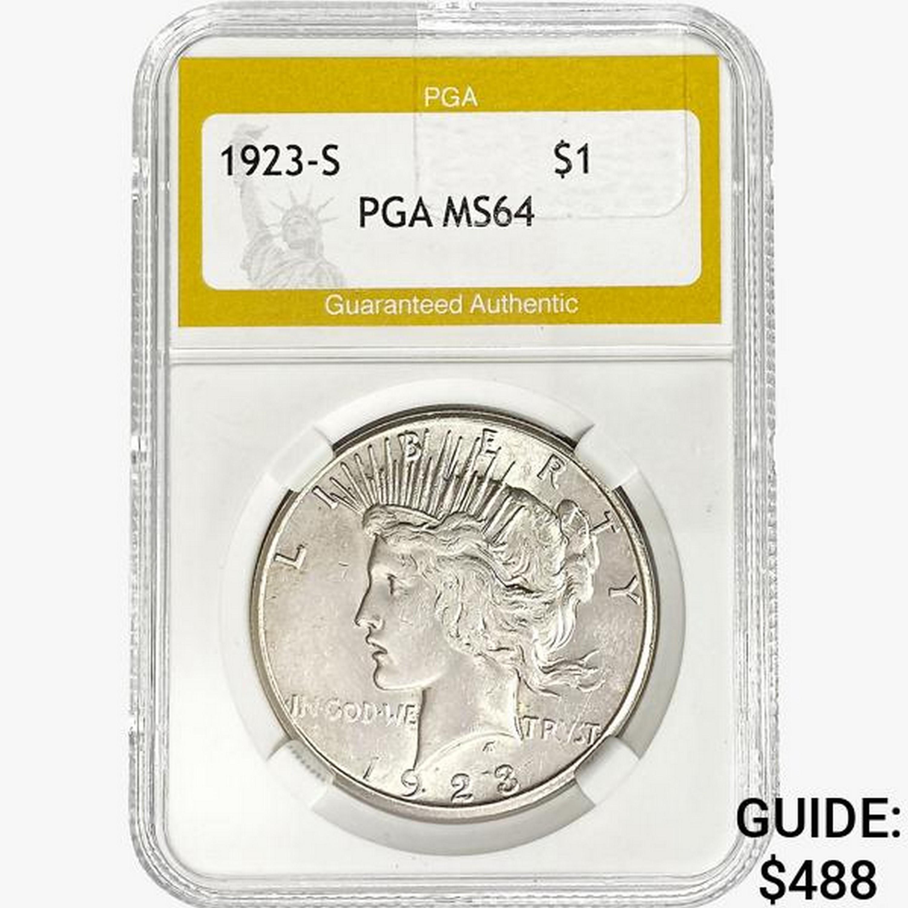 1923-S Silver Peace Dollar PGA MS64