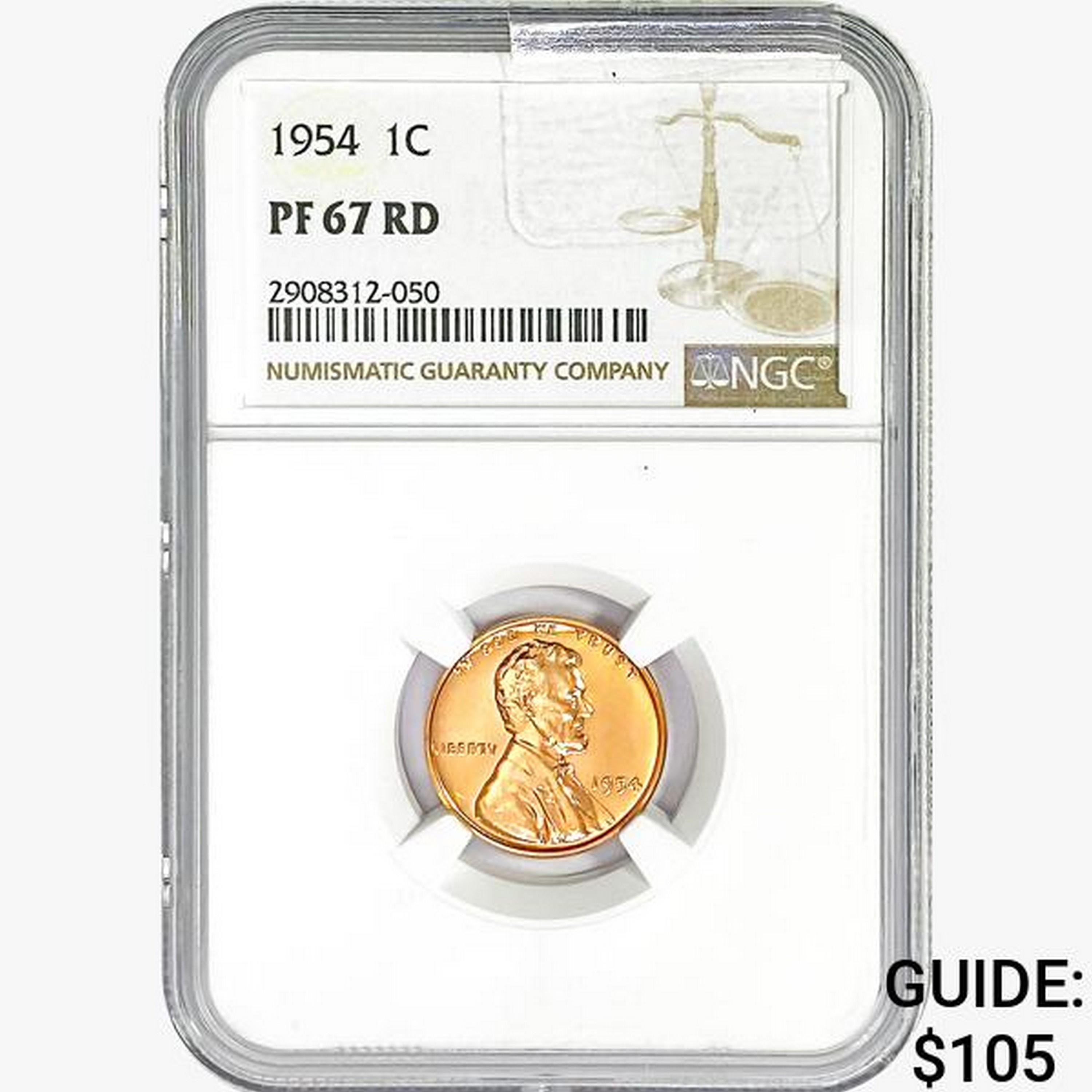 1954 Wheat Cent NGC PF67 RD