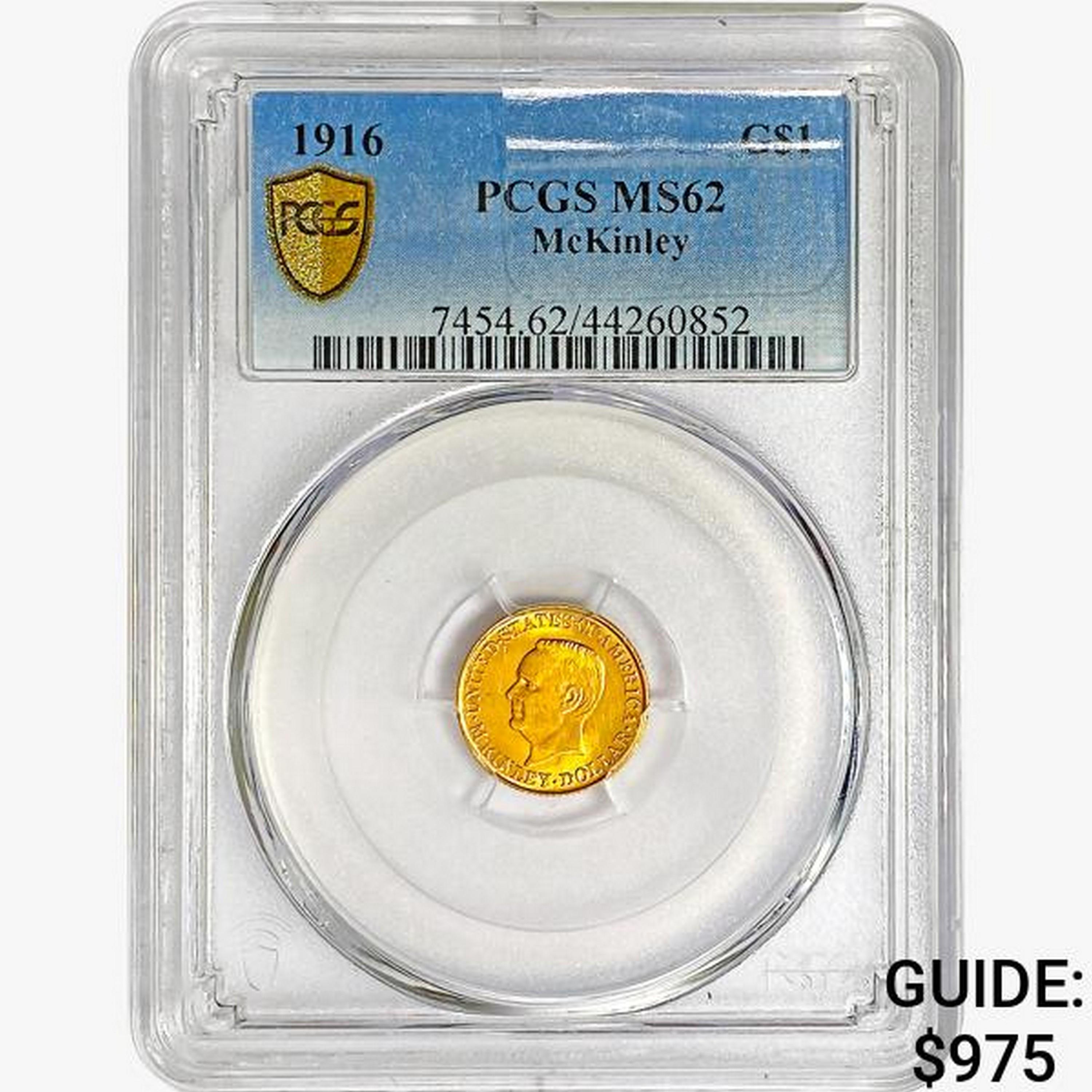 1916 McKinley Rare Gold Dollar PCGS MS62