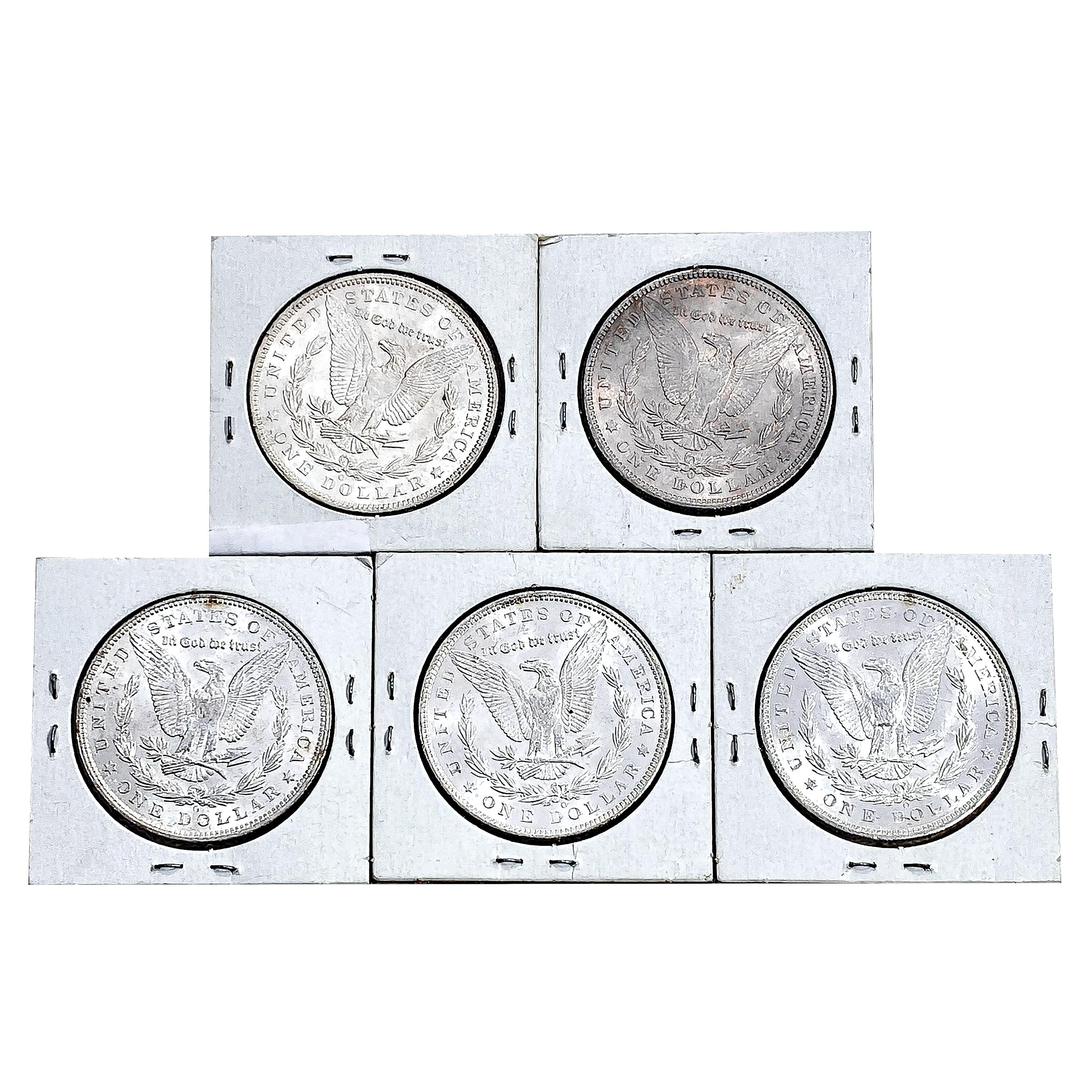 1904-O Unc. Morgan Silver Dollars [5 Coins]