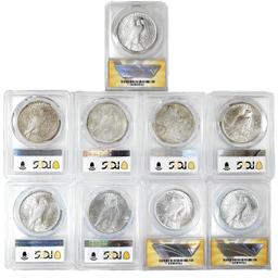 [9] 1922-23 Peace Silver Dollars ANACS/PCGS AU/MS