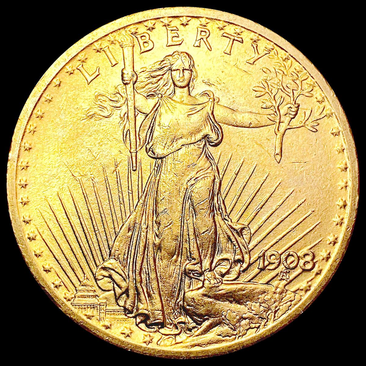 1908 No Motto $20 Gold Double Eagle CHOICE BU