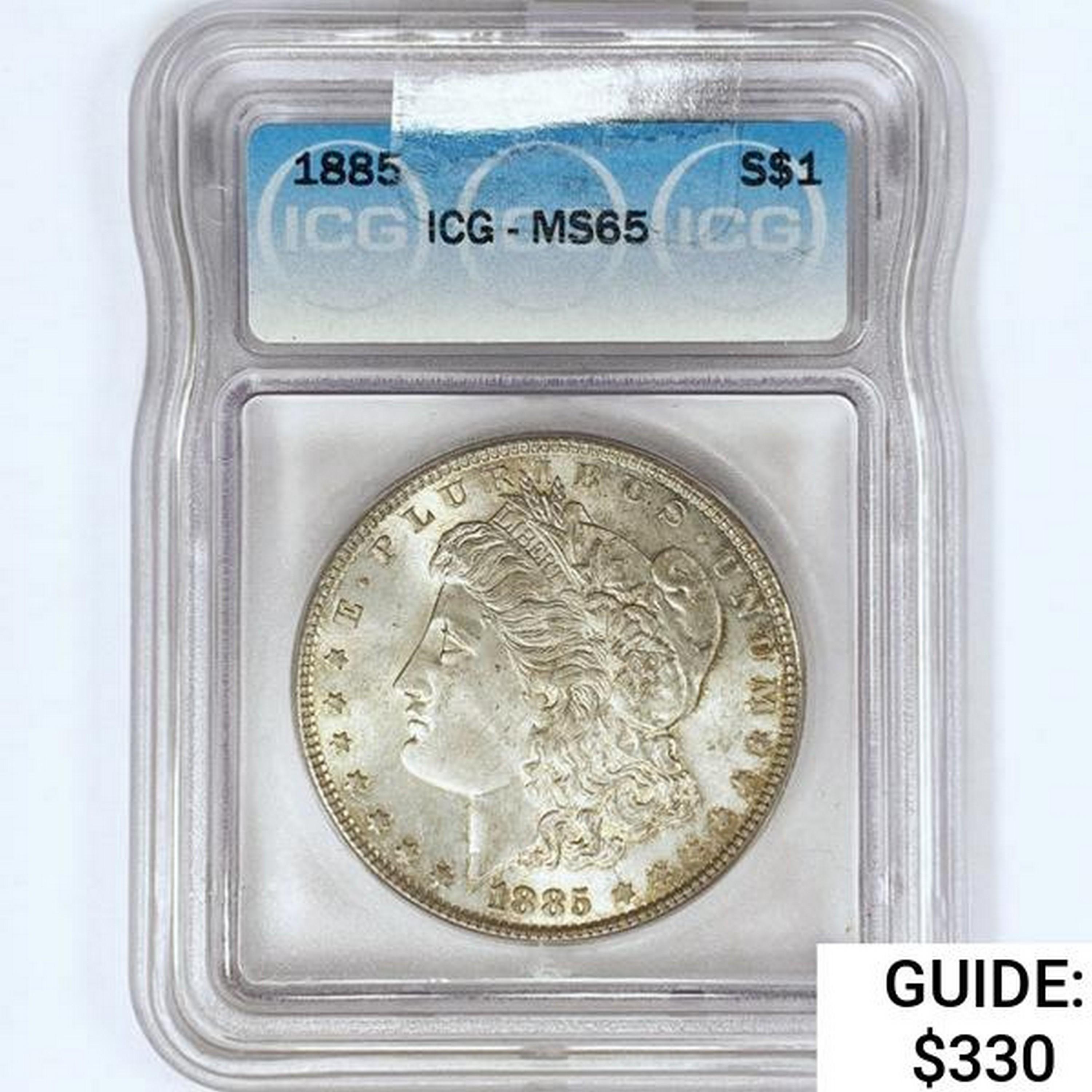 1885 Morgan Silver Dollar ICG MS65