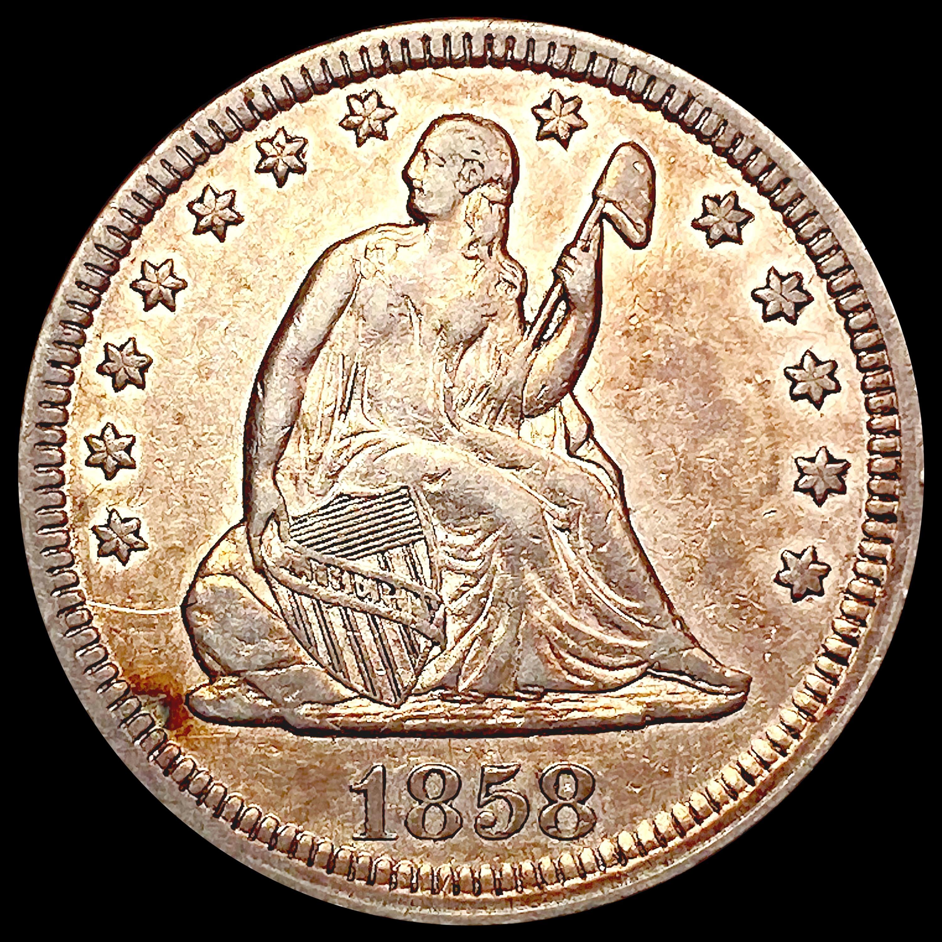 1858 Seated Liberty Quarter LIGHTLY CIRCULATED