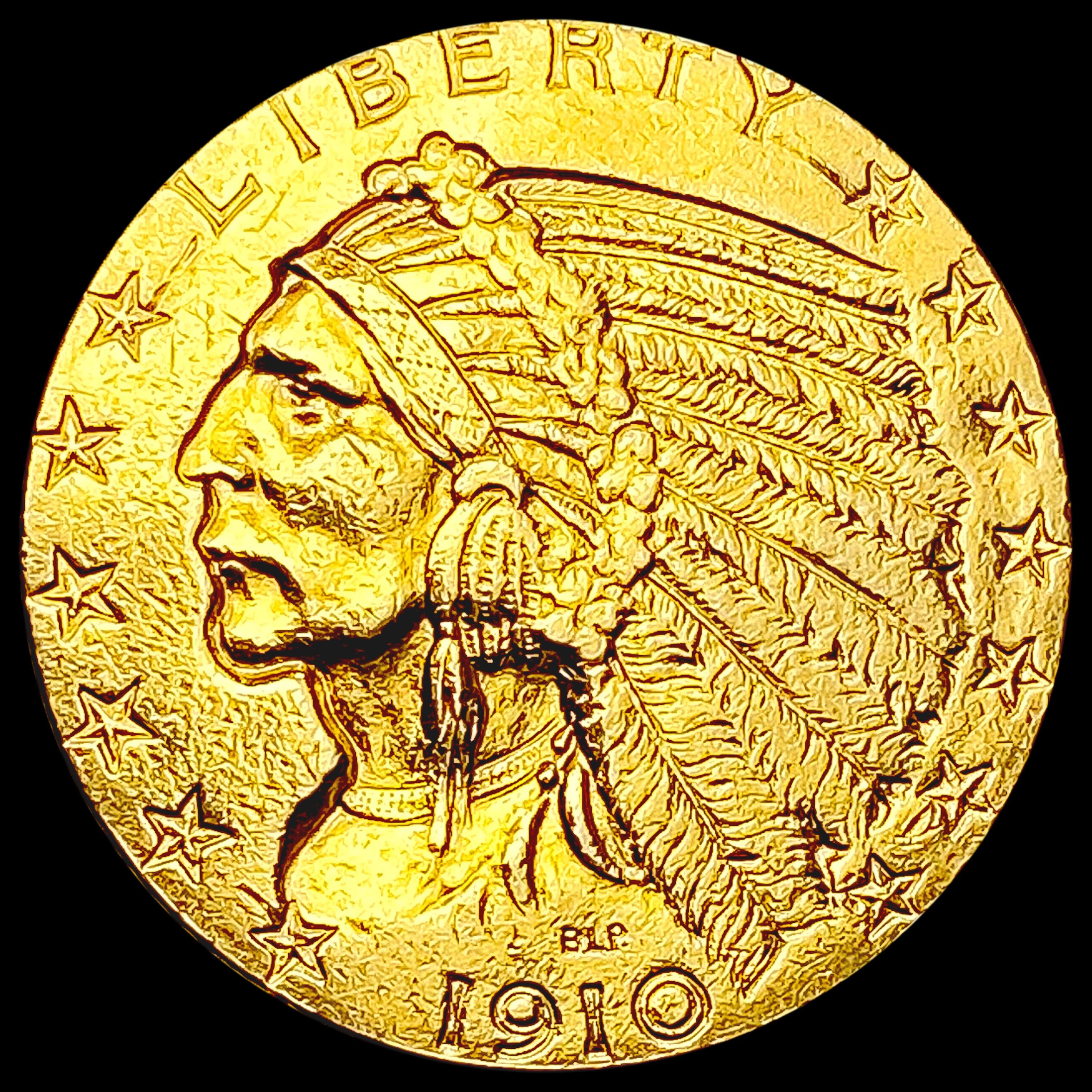 1910 $5 Gold Half Eagle CLOSELY UNCIRCULATED