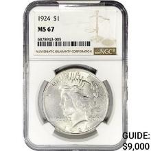 1924 Silver Peace Dollar NGC MS67