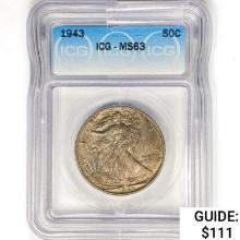 1943 Walking Liberty Half Dollar ICG MS63