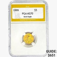 1999 $5 1/10oz. American Gold Eagle PGA MS70