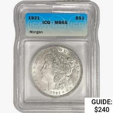 1921 Morgan Silver Dollar ICG MS65