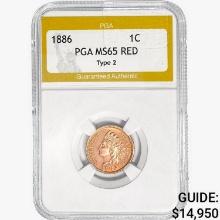 1886 Indian Head Cent PGA MS65 RED Ty 2