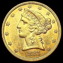 1881 $5 Gold Half Eagle UNCIRCULATED