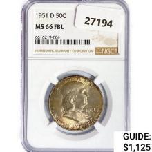 1951-D Franklin Half Dollar NGC MS66 FBL