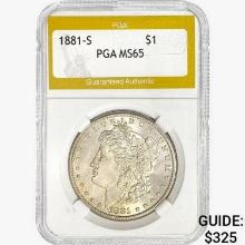 1881-S Morgan Silver Dollar PGA MS65